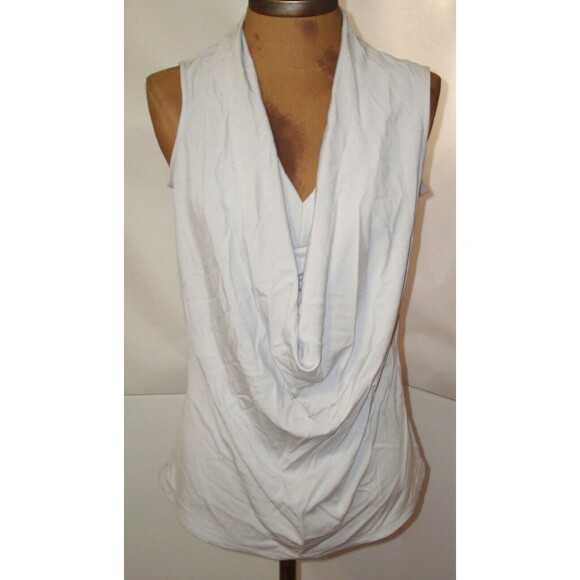 NWT New Designer Josie Natori Top Blouse Light Gray Womens S Cowl Sleeveless - Picture 1 of 5